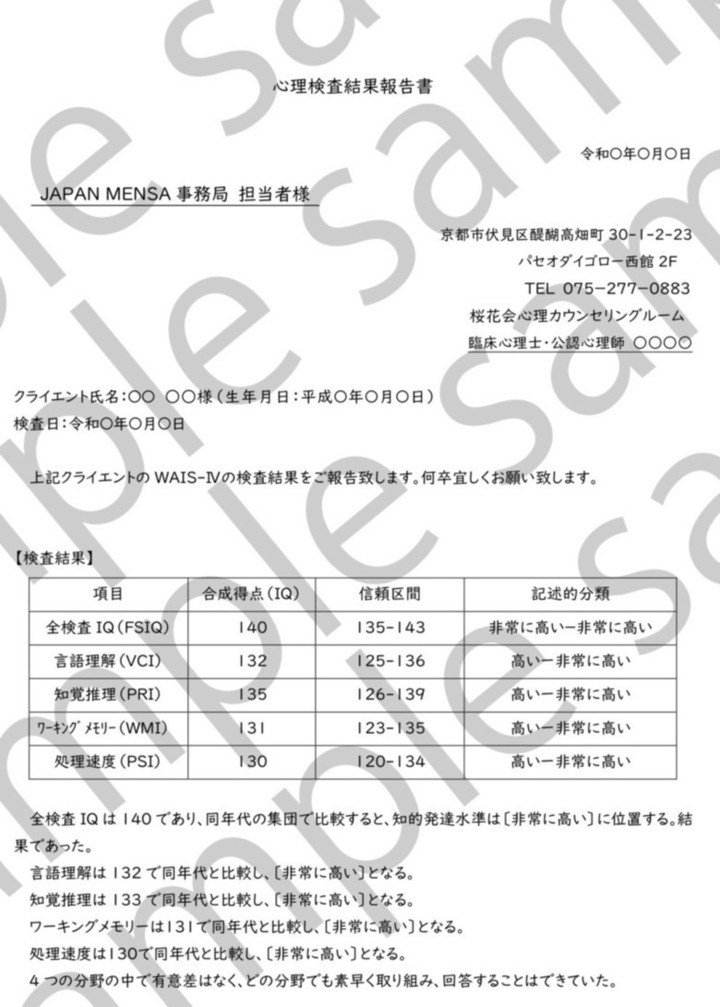 MENSA入会のIQ検査について | 京都市伏見区 桜花会心理カウンセリング